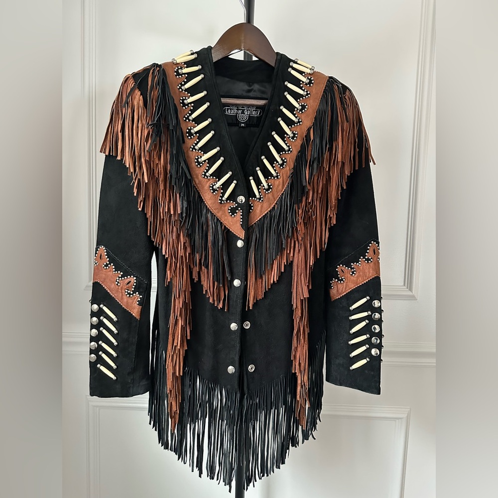 Leather Gallery Fringe Western Jacket Size Medium